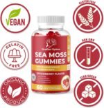Irish Sea Moss Gummies with Bladderwrack & Burdock Root 5680 Mg | 60 Gummies | Strawberry Flavour | Vitamins & Minerals | Organic, Natural, Vegan, Gluten Free, Non GMO, High Strength - Image 3