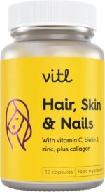 VITL Hair, Skin & Nails + Collagen, A dose of Classic Complexion Heroes Such as Collagen, Vitamin E, Biotin and Zinc | 30 Capsules - Image 4