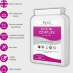 Biotin Complex 10,000µg | High Strength Biotin for Hair Growth, Skin & Nails | 120 Vegan Tablets | Made in The UK by RYXX - Image 3