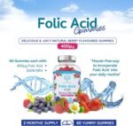 Folic Acid Gummies - 400μg, 60 Natural Berry Flavoured & Vegan Gummies - High Strength Vitamin B9 Folic Acid Pregnancy Support Prenatal Vitamin - No Artificial Sweeteners or Flavours – UK Made - Image 4