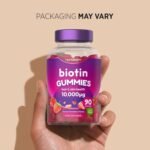 Biotin Hair Growth Gummies 10,000mcg | 90 Count | High Strength Biotin (Vitamin B7) for Hair and Skin Health | Natural Strawberry Flavour | Vegan Supplement | by Horbaach - Image 5