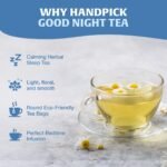 HANDPICK, Good Night Tea Bags (100 Count) Night Time Herbal Tea | Caffeine Free, Gluten Free | Floral Blend - Lavender, Chamomile, Peppermint | Natural Sleep Tea, Perfect for Bedtime - Image 4