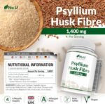 Psyllium Husk Fibre Supplement - 1400mg per Serving - 240 Vegan Capsules - Natural Soluble Prebiotic Fiber from Plantago Ovata Seeds - Made in The UK - Nu U Nutrition - Image 3