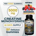 Creatine Gold – 5000mg Creatine Monohydrate, Vegan, Sugar-Free Gummies for Lean Muscle Growth, Endurance, Recovery & Energy (1 Month Supply) with Mixed Berry Flavour. - Image 3