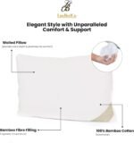 LuxBedCo Luxury Bamboo Pillow Pack of 2 - Luxury Soft Bed Pillow with 100% Bamboo Fibre Filling & Cotton Casing - Head & Neck Support - Cooling in the Summer, Warming in the Winter - Image 5