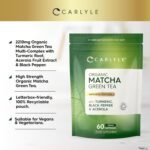 Organic Matcha Green Tea Capsules 2210mg | Japanese Matcha Green Tea Extract with Turmeric, Acerola & Black Pepper | High Strength Complex | 60 Vegan Capsules | by Carlyle - Image 3