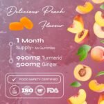 Known Tasty Turmeric & Ginger Gummies by Known Nutrition - 990mg Turmeric & 500mg Ginger - Natural Peach Flavour - 60 Vegan Gummies, 1 Month Supply - Image 4