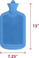 SteadMax Hot Water Bottle 2L (68oz), Natural Rubber, BPA Free, Pain Relief, Heating Pad, Bed Warmer, Large Portable Heat Pack for Back, Neck, Menstrual Cramps (2 Pack, Red & Blue) - Image 4