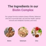 Hey Nutrition Biotin Complex Supplement - Biotin, Selenium, and Zinc - Supports Hair, Nails & Skin - Promotes Immune Health - No Artificial Flavours, Non-GMO & Dairy-Free - 60 Vegan Capsules - Image 5