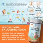 Physis Kids Multivitamin Omega Gummies | Ages 2+ | 30 Orange Flavour Chewable with Vitamins C, D, Omega 3 & More | Kids Vitamins Chewies for Cognition, Energy & Growth | Children's Multivitamins - Image 5