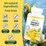 Omega 3 Algae Oil : 400mg DHA - for Heart, Joints, Brain Health, High Strength 180 Softgel Tablets, 6 Months Supply. Vegan Vitality's Algae Omega 3 - Vegans, Vegetarians DHA Supplement - Image 7