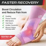 Sleeve Stars Ankle Brace for Women & Men, Ankle Wrap for Sprained Ankle, Compression Sleeve for Plantar Fasciitis Relief, Easy Customizable Support: w/Removable Strap (Single/L:12"-13"/Baby Pink) - Image 3