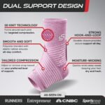 Sleeve Stars Ankle Brace for Women & Men, Ankle Wrap for Sprained Ankle, Compression Sleeve for Plantar Fasciitis Relief, Easy Customizable Support: w/Removable Strap (Single/L:12"-13"/Baby Pink) - Image 4