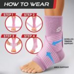 Sleeve Stars Ankle Brace for Women & Men, Ankle Wrap for Sprained Ankle, Compression Sleeve for Plantar Fasciitis Relief, Easy Customizable Support: w/Removable Strap (Single/L:12"-13"/Baby Pink) - Image 5