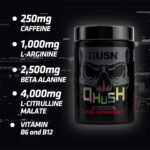 USN Qhush Black Frosted Lemon Pre Workout 220G: Explosive Energy Drink Powder—High Caffeine Energy Supplement With Vitamin B6 Complex For Focus And Performance - Image 3