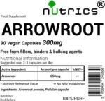 Arrowroot 300mg X 90 V Capsules Prebiotic Dietary Fibre - No Fillers Binders or Bulking Agents - 100% Pure - Suitable for Vegan Vegetarian Diet - Image 3