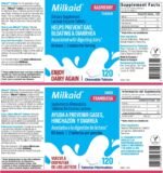 Milkaid Lactase Enzyme Chewable Tablets for Lactose Intolerance Relief, Prevents Gas, Bloating & Diarrhoea, Gluten Free & Vegan, Rasberry, 120 Count - Image 5