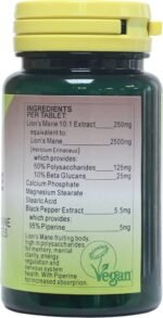 Health Plus Lion's Mane 2500mg : Memory & Focus Mushroom Supplement : 60 Tablets, in a Planet-Friendly 99% Recycled Pot - Image 4