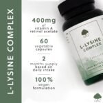 L-Lysine Complex 400mg - with Vitamin C & Zinc - 60 Vegan Capsules - Non-GMO, Made in The UK by G&G Vitamins - Image 3
