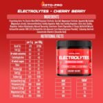 Keto-Pro Keto Electrolytes 250g - 50 Servings | Electrolyte Powder & Salts with Astaxanthin | Supporting Fasting, Health & Fitness Goals | Cherry Berry Flavour - Image 3