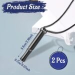2 Pcs Breathlace Sensory Necklace for Mindful Breathing - Anxiety Relief Whistle Pendant with Stainless Steel Chain, Silent Meditation Tool for Focus & Stress Management (Black/Silver) - Image 3