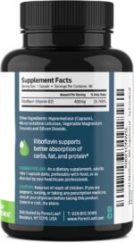 ForestLeaf Vitamin B2 Riboflavin 400mg - Energy, Skin & Cellular Health Supplement - Nervous System Support - Vitamin B 2 VIT B - Non-GMO & Gluten Free - B2 Vitamin 400mg Vegetable Capsules, 90 Count - Image 10