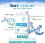 Biotin 10,000 mcg 120 Tablets – Exclusively Maximum Strength D-Biotin, The only Natural Form with Full Vitamin B7 Activity - Support for Healthy Hair Growth, Skin and Nails - UK Made to cGMP Code - Image 4