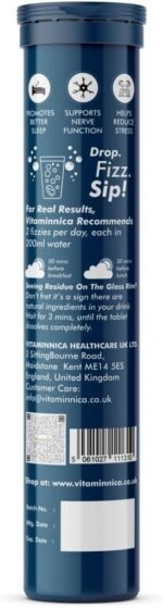 Vitaminnica Magnesium 3-in-1 Effervescent- 15 Tablets – High Absorption Magnesium Malate, Citrate & Glycinate – Energy, Muscle Function & Relaxation – Sugar-Free (Pack of 2, Green Apple) - Image 3