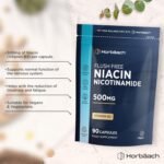 Vitamin B3 Niacin 500mg | 90 Vegan Capsules (3 Months Supply) | Flush Free Nicotinamide Supplement (Niacinamide) | Resealable & Recyclable Pouch | by Horbaach - Image 3