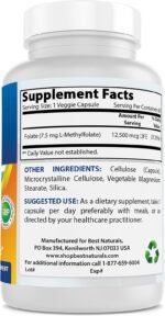 Best Naturals Methyl Folate 7500 mcg (7.5mg) (Most Bio-AVAILABLE) Veggie Capsule - Supports Cell Formation Growth Function, Brain, Memory, Cardiovascular Health, 60 Count - Image 5