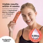 14x Marine Collagen Liquid Sachets - 10,000mg Hydrolysed Type 1 with Vitamin C | Skin, Hair, Nails | Orange Flavor | 2-Week Supply | Higher Absorption vs. Powder/Tablets - Benjamin Button® - Image 3