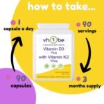 Vitamin D3 3000IU & K2 MK7 100mcg - 90 Vitamin D3 K2 Vegan Capsules | Supports Bones, Muscles & Immune System - High Strength D3 and K2 Vitamin Supplement | Non-GMO, UK Made by vh1be - Image 6
