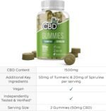 CBDfx 1500mg High Strength Turmeric Spirulina CBD Gummies 25mg Turmeric 10mg Spirulina 25mg CBD per Gummy 60x Bottle (30 Days) - Image 6