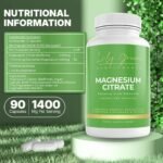 Lily Green Magnesium Citrate 1400mg Per Serving - Supports Energy & Reduces Tiredness - Fatigue Relief Supplement | No Artificial Fillers & UK Made | Magnesium Citrate Supplements - 90 Vegan Capsules - Image 4
