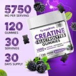 Creatine Gummies with Electrolytes, 5000mg Creatine Monohydrate, BlackBerry Flavour, 120 Gummies – Vegan, Gluten-Free, Non-GMO – Food Supplement – 30-Day Supply - Image 3