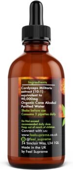 Cordyceps Mushroom Extract Supplement - High Strength 10:1 Nootropic Drink for Energy, Heart Health, Immune System Booster - Mushroom Supplement, Womens and Mens Vitamins - 60ml - Image 8