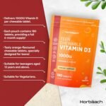 Vitamin D3 1000IU Tablets for Teens | 180 Vegetarian Chewable Tablets | High Strength Supplement for Teenagers Aged 13+ | Orange Flavoured | No Artificial Preservatives | by Horbaach - Image 3