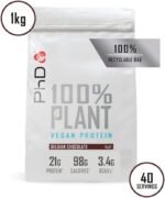 PhD Nutrition 100 Percent Plant Vegan Protein Powder, Rich in BCAA and Low Calorie, Belgian Chocolate, 21g of Plant Based Protein, 40 Servings per 1 kg Bag - Image 3