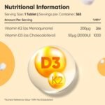 Vitamin D3 K2 Tablets | 365 Vegan Tablets | 1 Year Supply | 2000IU Vitamin D3 (Cholecalciferol) | 200mcg K2 (Menaquinone MK-7) | 1 per Day | Easy to Swallow, Gluten-Free & Lactose-Free - Image 4