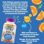 Chewy Vites Kids Brain Support, 60 Kids Vitamins Gummies, Vegan Omega 3 DHA, 13 Essential Vitamins & Minerals, 1 Months Supply, Real Fruit Juice, Age 3 +, Orange Flavour - Image 5