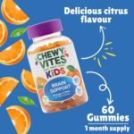 Chewy Vites Kids Brain Support, 60 Kids Vitamins Gummies, Vegan Omega 3 DHA, 13 Essential Vitamins & Minerals, 1 Months Supply, Real Fruit Juice, Age 3 +, Orange Flavour - Image 6