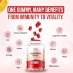 Flebo Multivitamin Gummies for Women & Men - Vegan Chewable Adult Orange Flavour 60 Gummies - 1 Month Supply, 9 Vitamins & Minerals VIT C, D3, B6, B7, Iron & Zinc - Immune Support & Skin Health - Image 3