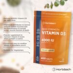 Vitamin D3 4000IU | 400 Tablets | High Strength VIT D as Cholecalciferol | Easy to Swallow Tablets for Adults | Suitable for Vegetarians | by Horbaach - Image 3