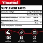Fadogia Agrestis 1000mg with Ashwagandha & ZINC- Maximum Strength Fadogia Agrestis Extract Supplements - Drive, Athletic Performance & Muscle Mass - Gluten Free, Non-GMO, 60 Softgels - Image 3