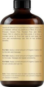 Handcraft Blends Cold-Pressed Organic Castor Oil 118 ml | Glass Bottle | Lash Brushes | 100% Pure and Natural | Premium Grade Carrier Oil | Hair, Eyelashes and Eyebrows | Hair and Body - Image 3