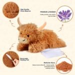 Highland Cow Stuffed Animals with Removable Microwave Heating Pad for Period Cramps Pain, Stress Relief, Lavender Scented Weighted Stuffed Animals Plush for Soothing & Relax, Highland Cow Gifts - Image 3