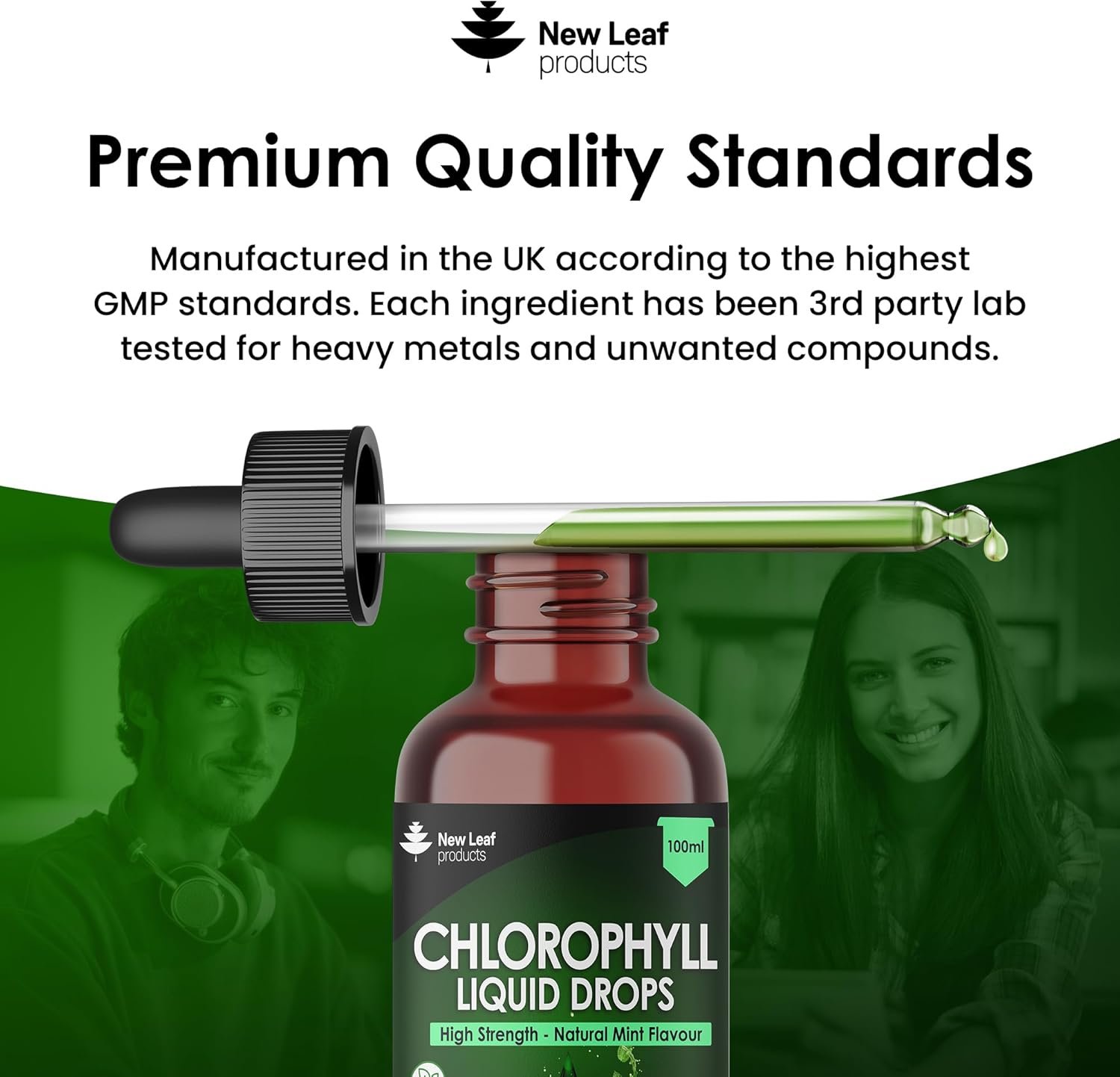 Liquid Chlorophyll - Chlorophyll Drops for Water 100ml for 100 Servings - High Strength 100mg Chlorophyll Liquid Drink - Made in UK by New Leaf Products - Image 4