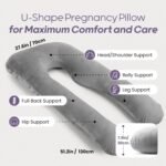Nuliie Pregnancy Pillow for Sleeping, U Shaped Full Body Pillow Pregnancy Pillows, Maternity Pillow Support for Back, Hips, Legs for Pregnant Women, With Washable Velvet Cover (Grey) - Image 3