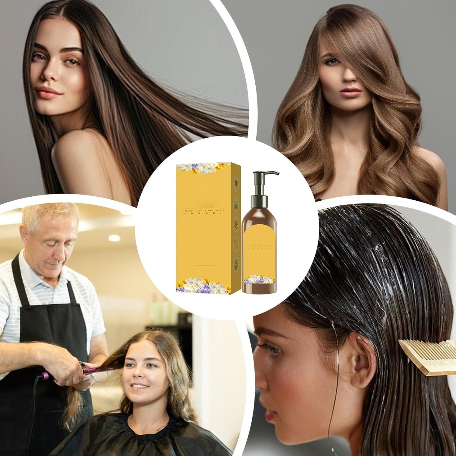 Plant Single Portion Floral Hair Dye, Natural Shampoo, Single-Agent Coloring, Long-Lasting Formula, Gentle Care for Women, Elderly, Grandmother, Herbs Healing, Hair Shading - Image 6