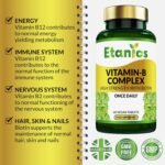 Vitamin B Complex High Strength - 60 Vegan Tablets – Contains All 8 B Vitamins in 1 Tablet - Vitamins B1, B2, B3, B5, B6, B12, Biotin & Folic Acid Supplement - Etanics – Made in The UK - Image 3